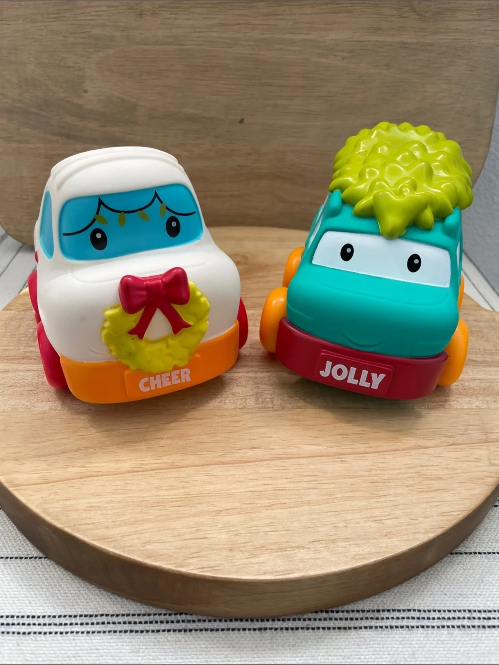 SALE! Infintino Cheer & Jolly Holiday Push Cars - White and Teal Set